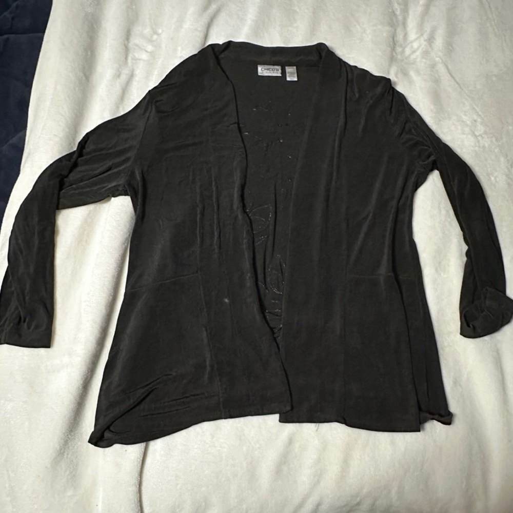 Chico’s Women's Black Open Front Cardigan